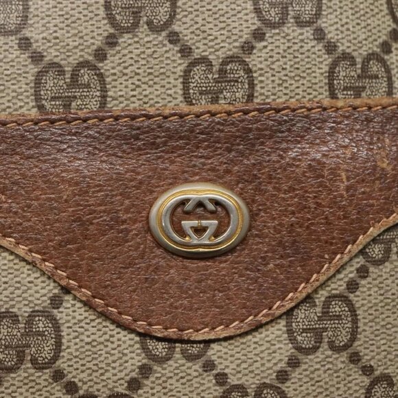 GUCCI GG Supreme Web Sherry Line Tote Bag PVC Beige 40 02 003 Auth 131395 - Picture 11 of 15